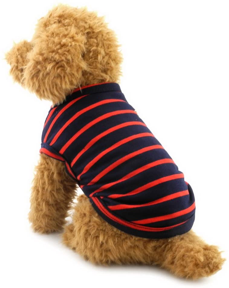  SELMAI - Camiseta de rayas para gatos, ropa de algodón suave, transpirable, para perros pequeños, para cachorros, chihuahua, yorkie y verano, para caminar al aire libre 