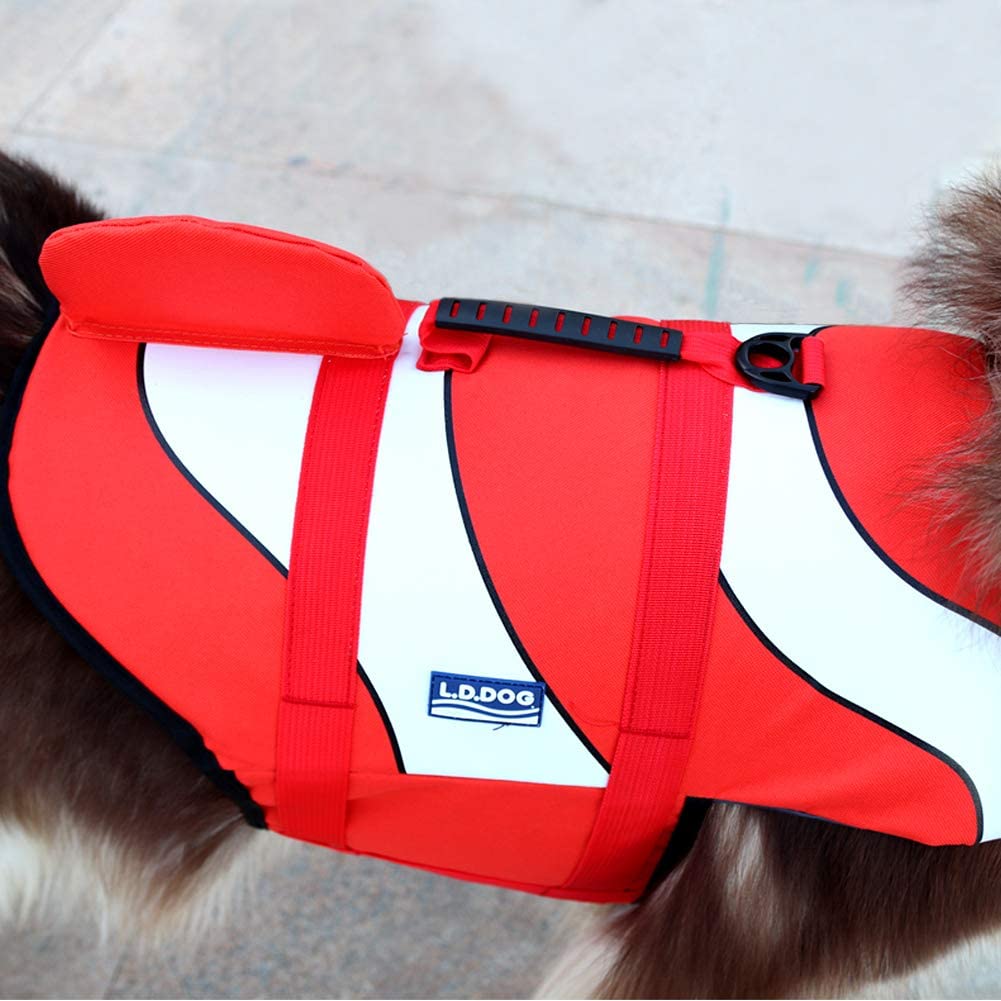  SILD Chaleco Salvavidas para Perro Chaleco de Seguridad Ajustable Salvavidas Chaleco Flotador para Mascota arnés de natación Perro Chaleco Salvavidas(L) 