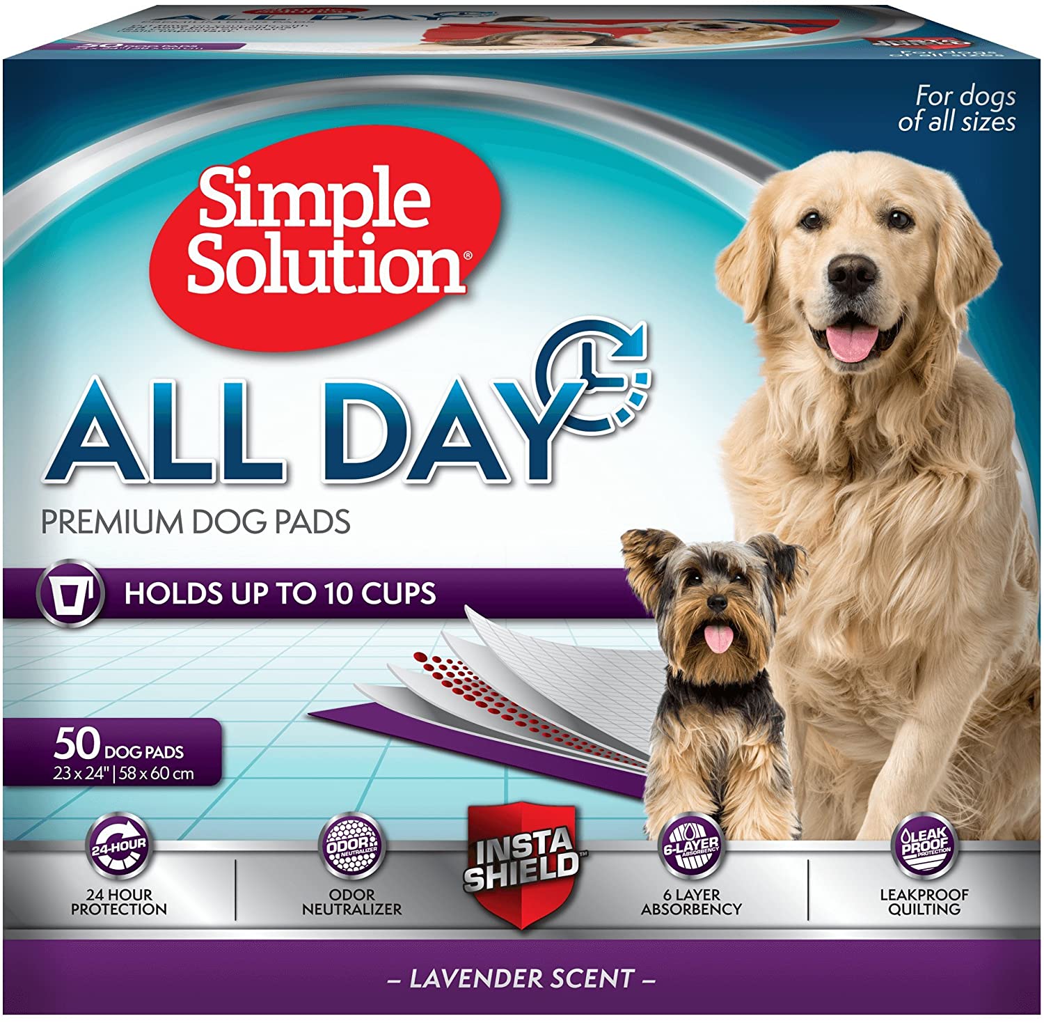 Simple Solution Almohadillas de Entrenamiento para Perros y Cachorros Premium, con Aroma de Lavanda (Pack de 50) 