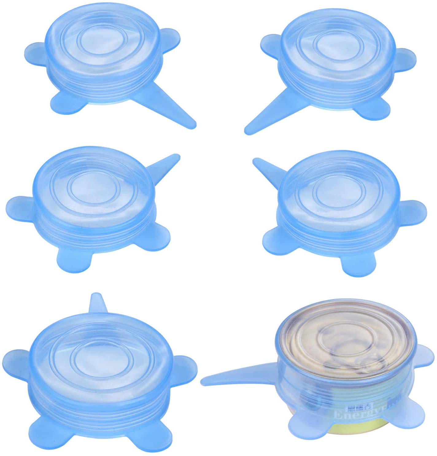  SLSON 6 Paquetes de Tapas de Silicona para latas de Comida para Mascotas, 1 para Todos los Gatos universales y elásticas, sin BPA, para Perros y Gatos, Cubiertas de Alimentos enlatados, Color Azul 