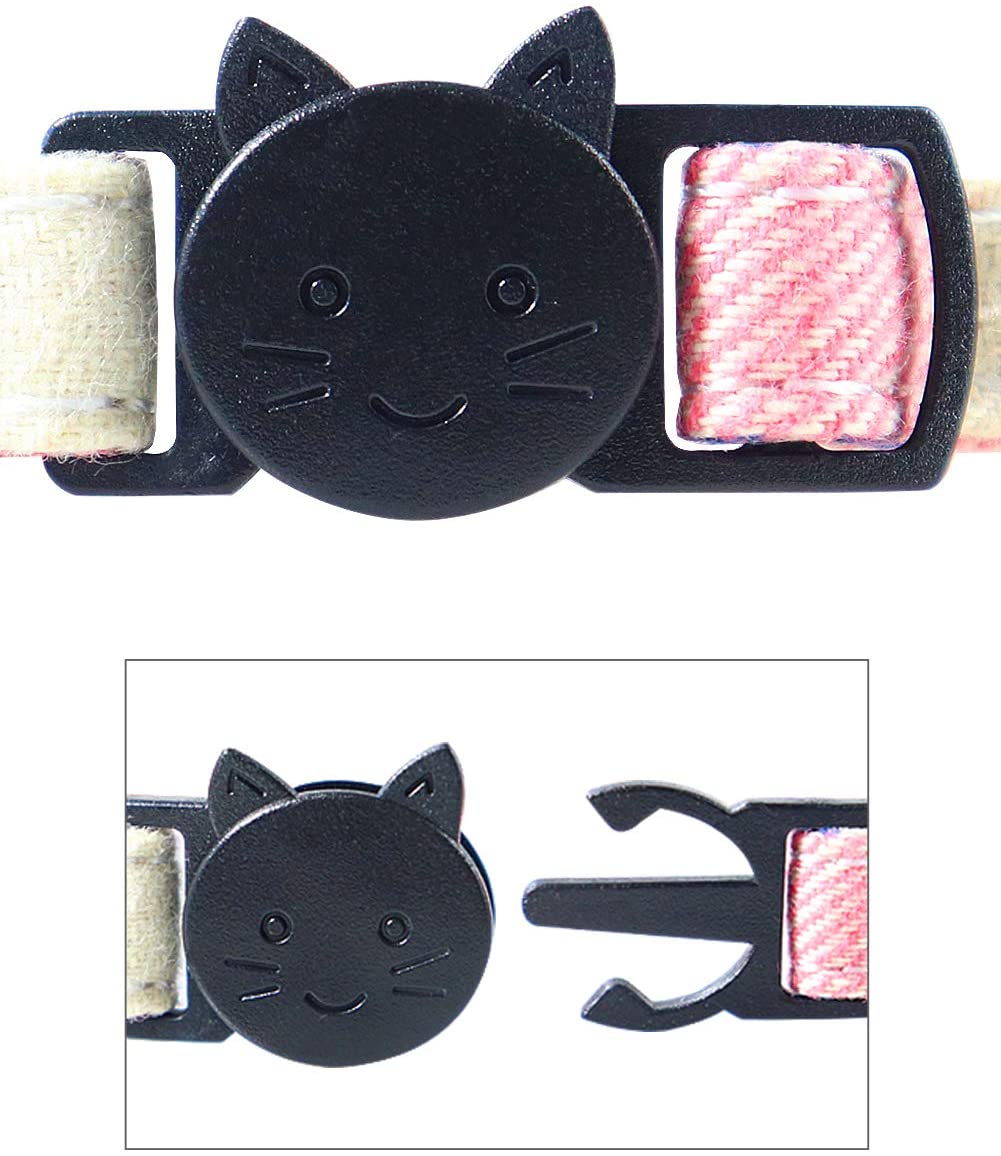  TagME Collar de Gato Personalizado con Pajarita & Campana, Placa de Identificación de Acero Inoxidable Grabada con Nombre & Número de Teléfono,Rosa 