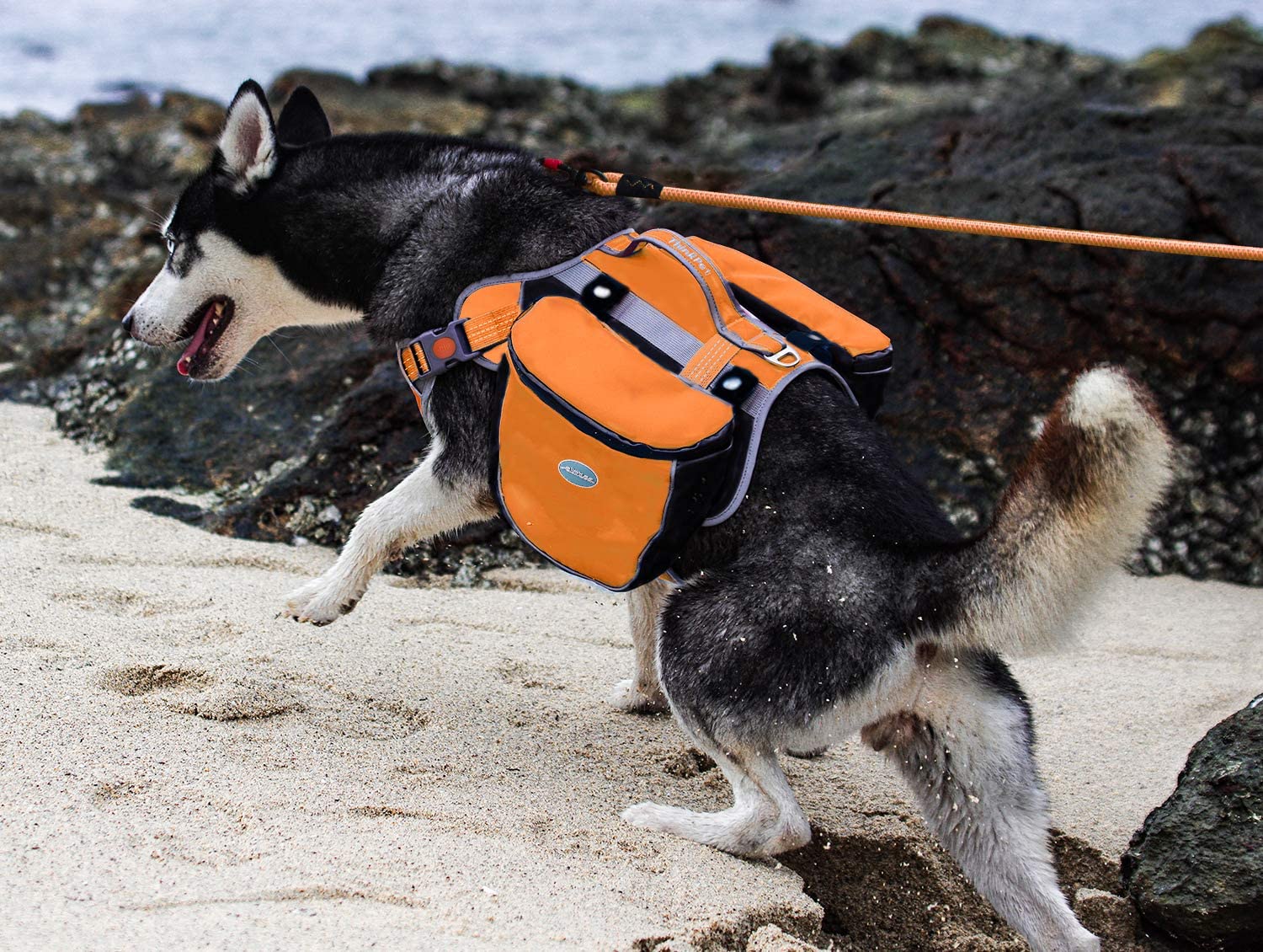  ThinkPet Alforja para Perro al Aire Libre Reflective Saddle Bag -Paquete para Perros Bolsa Doble para Mochila de Viaje Hound para Perros medianos Grandes 
