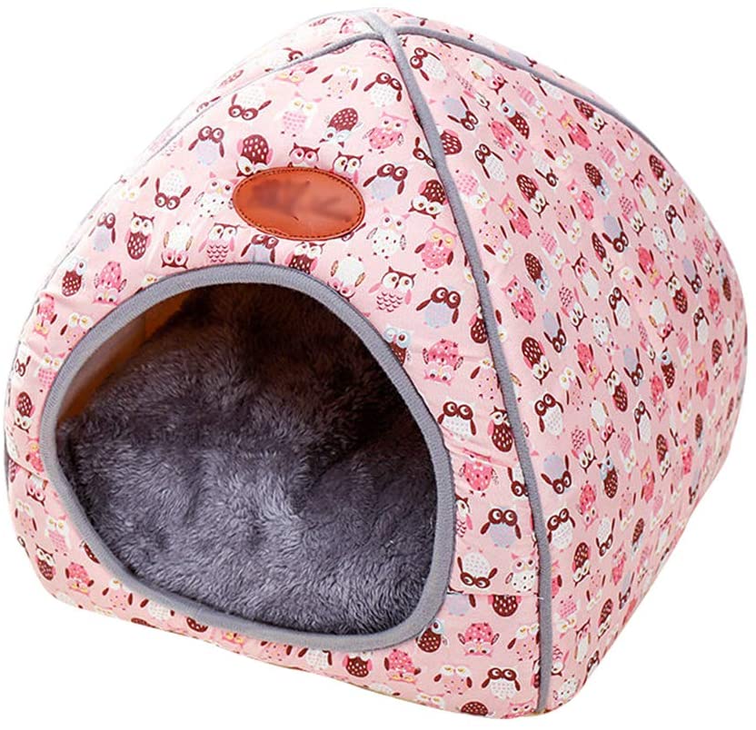  TianBin Moda Plegable Nido de Mascotas Otoño e Invierno Cerrado Perrera Hay un Arco en Top (Rosa, XL) 