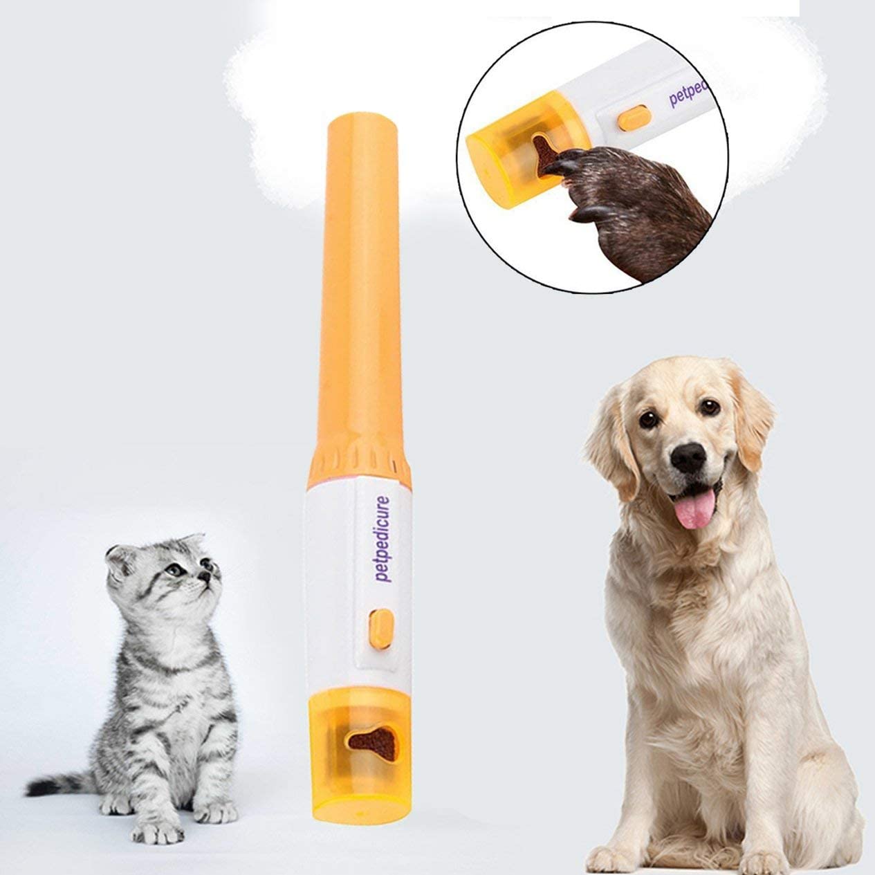  Tijeras eléctricas Kit de Lima de uñas Manicura para Mascotas Perro Gato Clipper Trimmer Grinder Pet Nail Grooming Grinder-Orange (BCVBFGCXVB) 