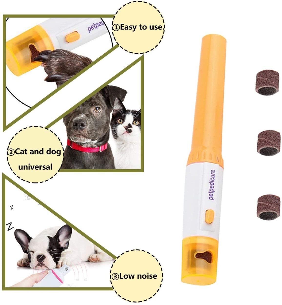  Tijeras eléctricas Kit de Lima de uñas Manicura para Mascotas Perro Gato Clipper Trimmer Grinder Pet Nail Grooming Grinder-Orange (BCVBFGCXVB) 