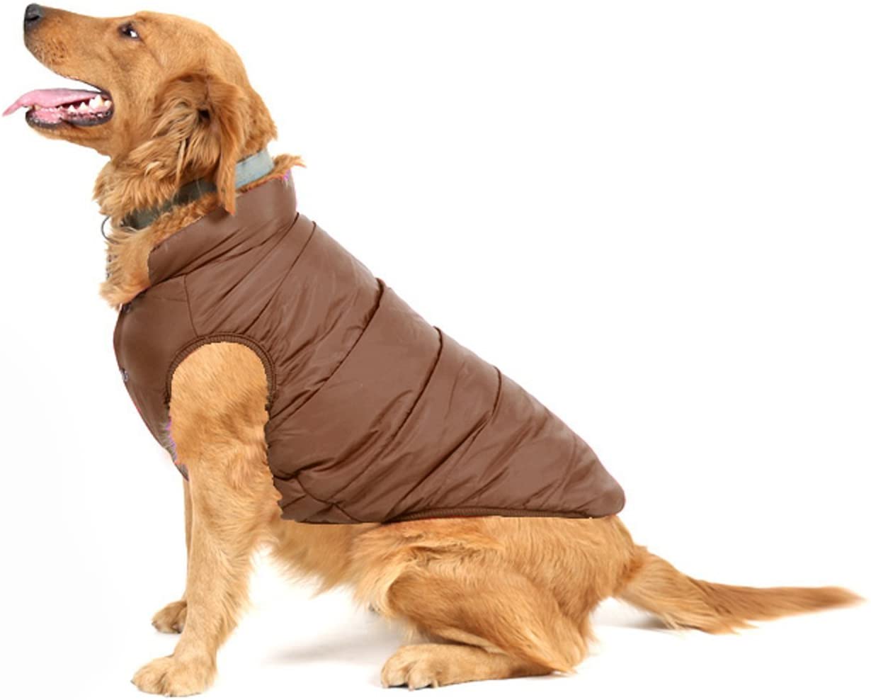  Tineer Abrigo de Invierno cálido para Perros, Forro Polar Cómodo frío Chaqueta de Perro Chaleco de Perrito Ropa de Abrigo Forrado Ropa cálida Acolchada para Perros medianos (S, Brown) 