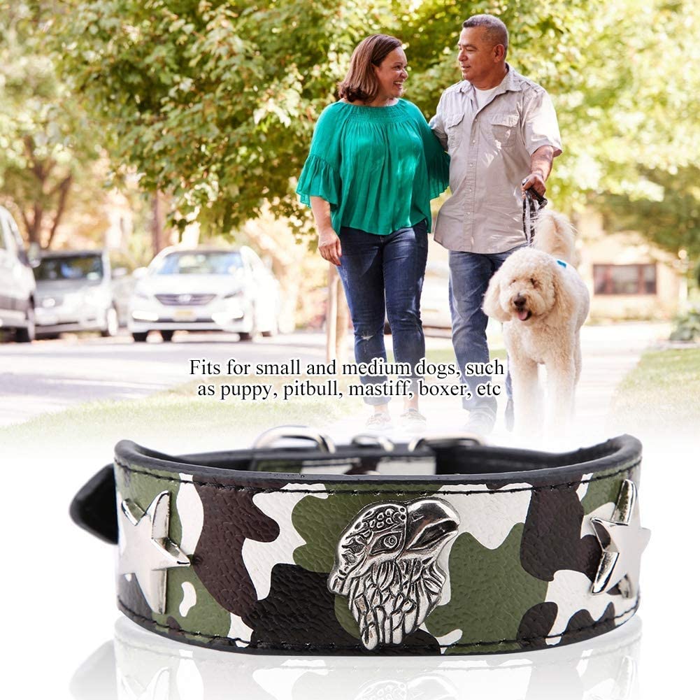 TOPINCN Collar para Mascotas de Moda Suave Cómodo Cachorro de Cuero de LA PU Pitbull Perros pequeños y medianos Anillo para Mascotas Decoración de Animales de Punto(XL- Verde) 