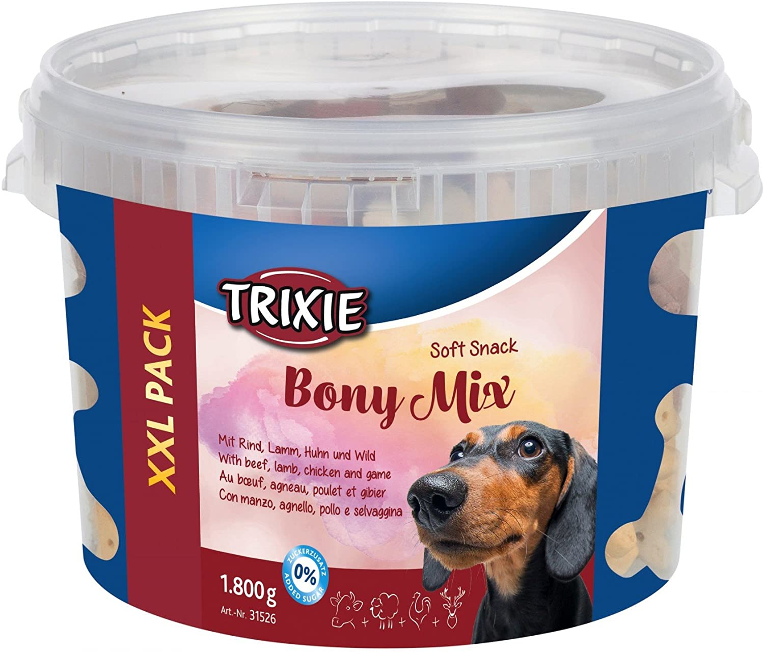  Trixie 31526 Bote Snacks Bony Mix, XXL - 1800 gr 