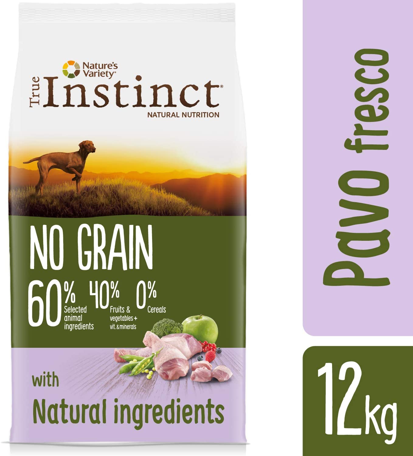  True Instinct No Grain - Comida con pavo para perros adultos, 12 kg 