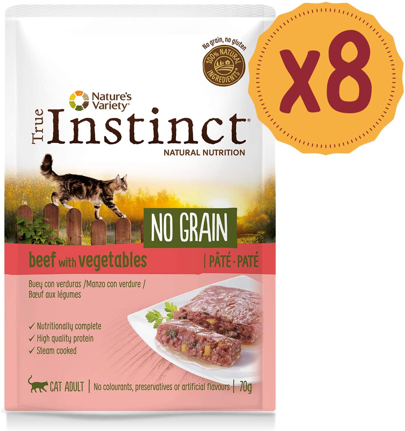  True Instinct No Grain Paté de Buey con Verduras para Gatos 70 gr - Pack de 8 