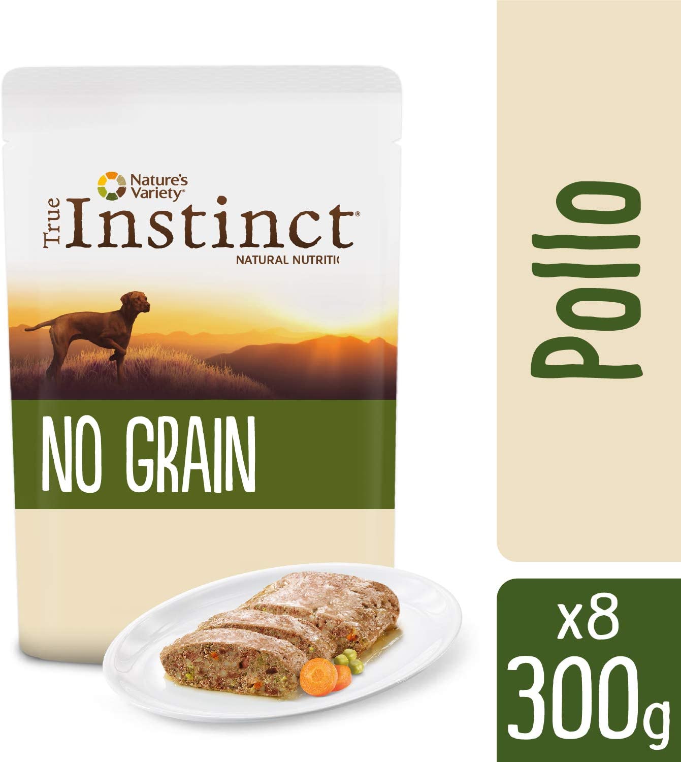  True Instinct No Grain Terrina para Perros Medium-Maxi con Pollo - 300 gr - Pack de 8 