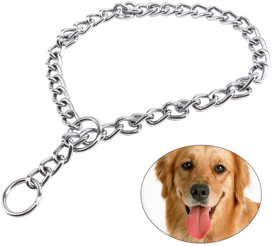  UEETEK Collar de perro de mascota de collar de estrangulación de perro de entrenamiento de cadena de acero inoxidable extra pesado con enlace 2.0mm * 45cm 