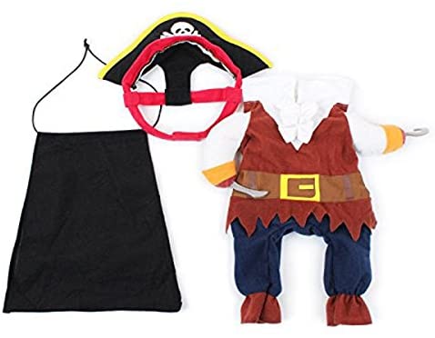  UEETEK Gato del animal doméstico perro ropa ropa de traje con sombrero pirata traje vestido pirata S 