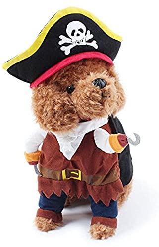  UEETEK Gato del animal doméstico perro ropa ropa de traje con sombrero pirata traje vestido pirata S 