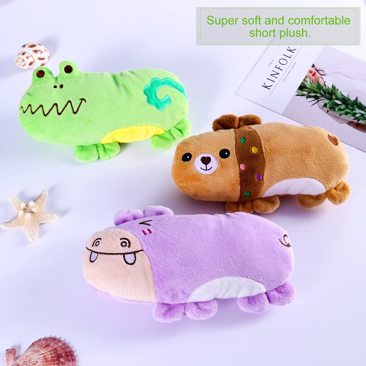  Ueetek - Kit de 3 juguetes masticables con sonido para perros: modelo de oso, hipopótamo y rana de peluche 