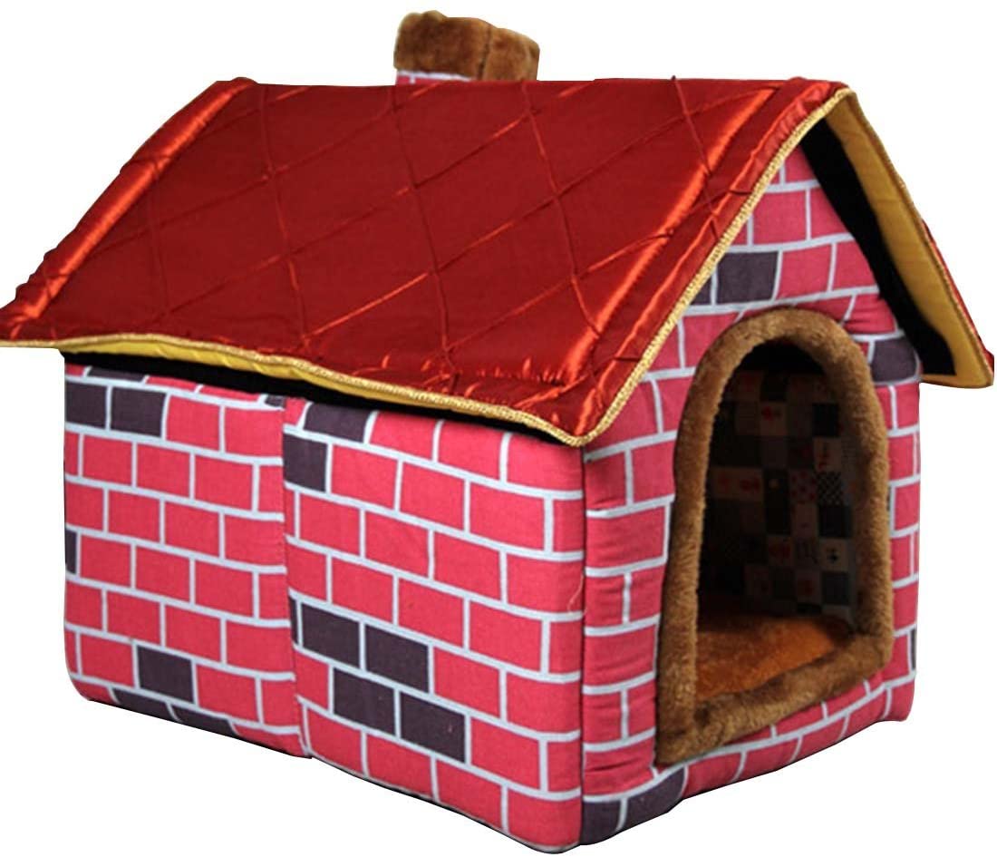 ushang interior suave cálido perro de mascota de la perrera, Gran Casa rojo camas con Mat 