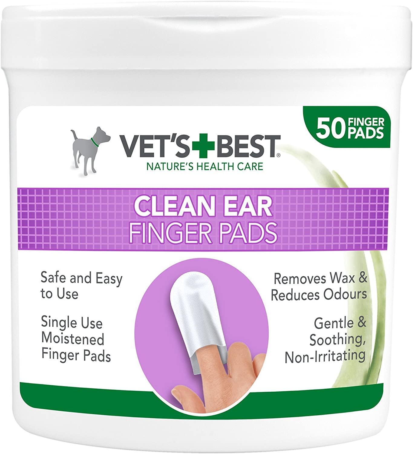  Vet's Best Almohadillas de Limpieza de oído Natural para Perros 50 Unidades 160 g 