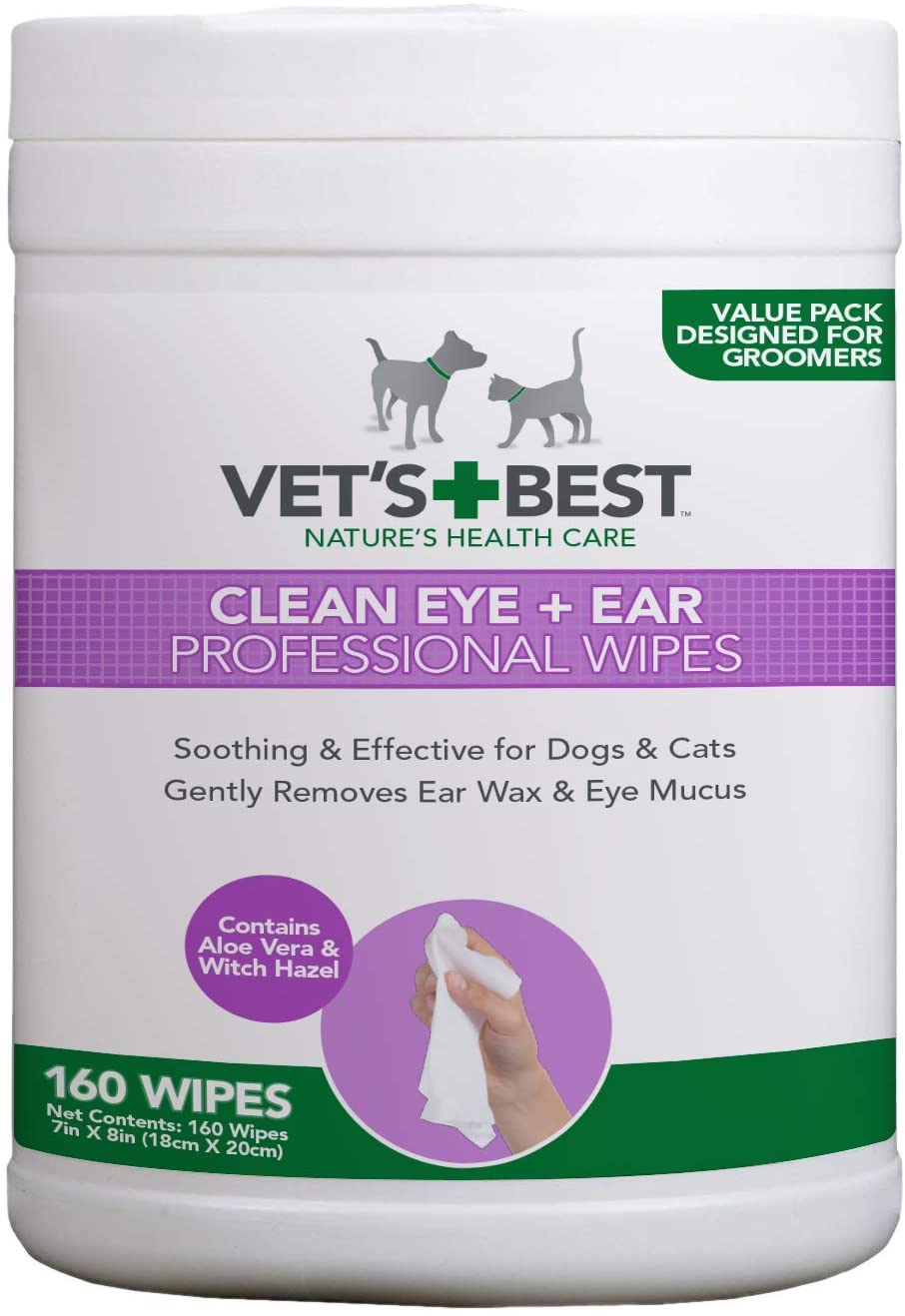  Vet's Best Almohadillas de Limpieza de oído Natural para Perros 50 Unidades 160 g 