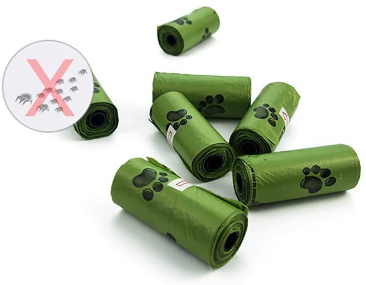  WGGLK Bolsa De Aseo para Mascotas De 8 Rollos, Bolsa De Basura Biodegradable, Bolsa De Basura para Perros Gruesa, Resistente A Fugas Y Resistente. 