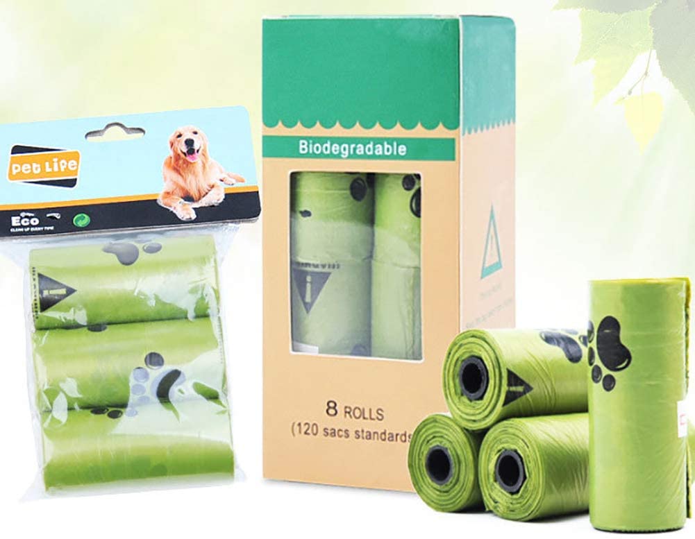  WGGLK Bolsa De Aseo para Mascotas De 8 Rollos, Bolsa De Basura Biodegradable, Engrosamiento A Prueba De Fugas, Bolsa De Basura para Perros FáCil De Transportar. 
