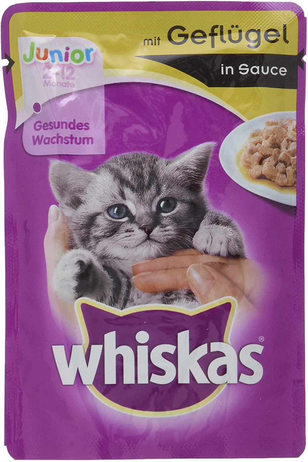  Whiskas gato / comida húmeda Junior para gatos jóvenes, 24 bolsitas (24 x 100 g) 