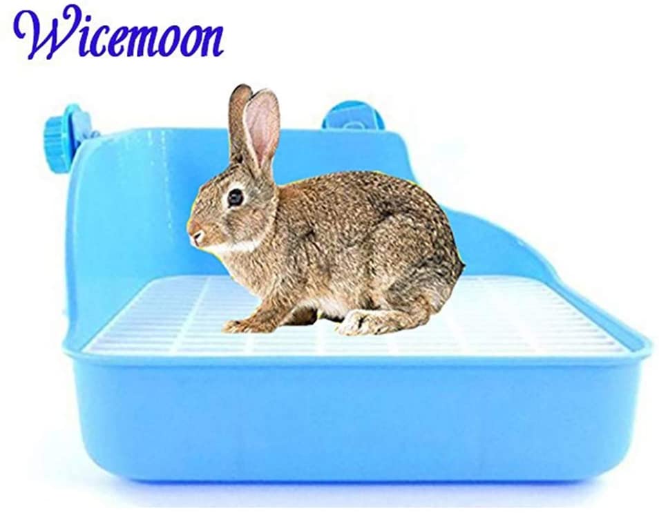  Wicemoon Aseo Limpio para Conejos con Doble Rejilla para Limpieza Azul 28 * 22 * 15 CM 