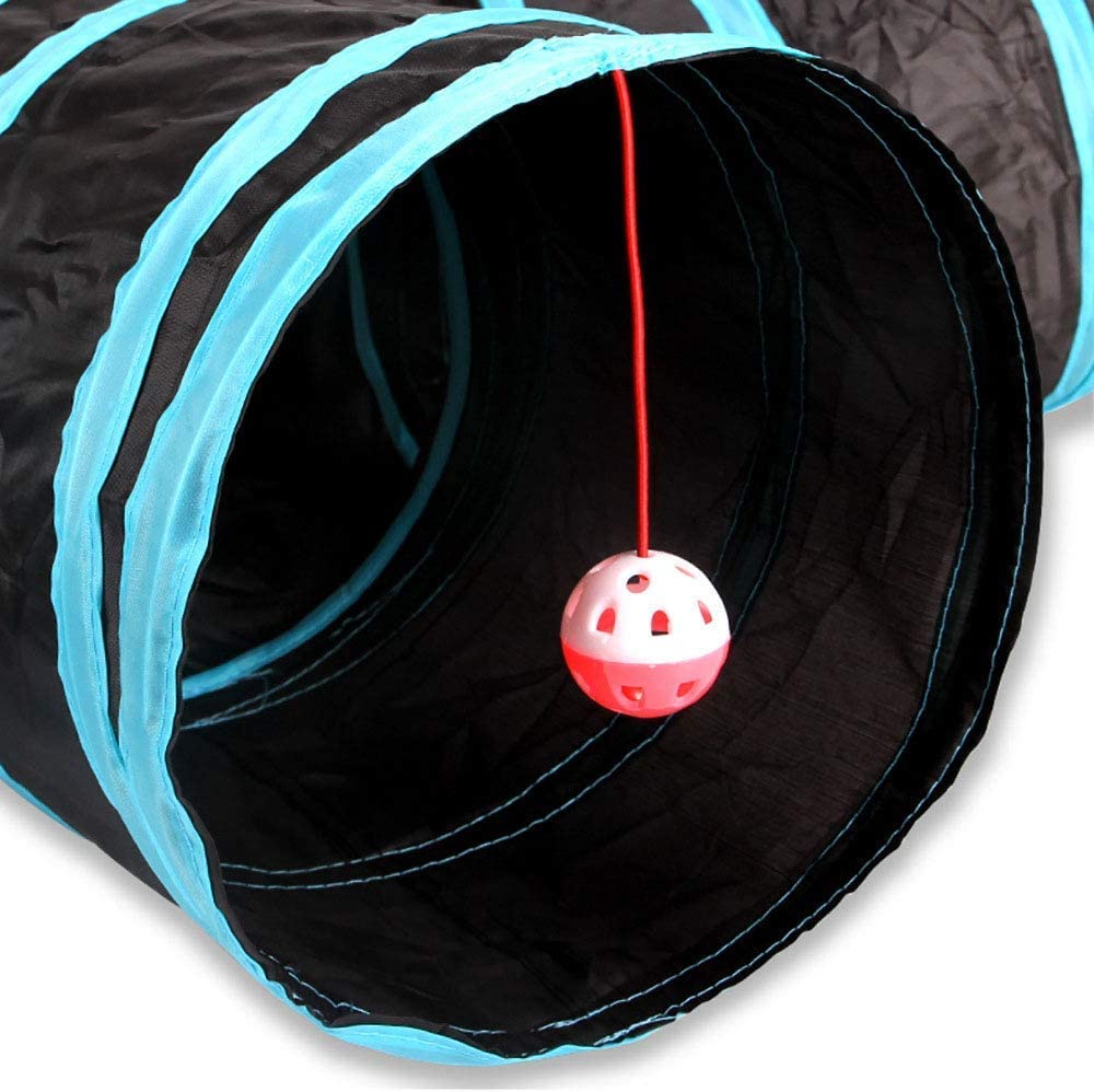 YANGDIAN Juguete Gato Práctico Cat Túnel 5-Way Plegable Mascota Túnel De Juguete Conejo Gato Y Perro Juego Pipe Negro Azul 