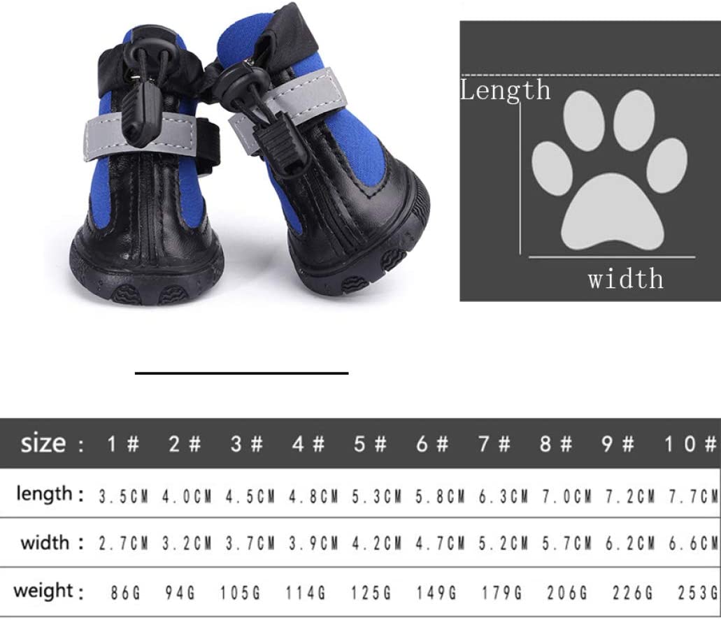  Zapatos para Mascotas de Invierno Cremallera Antideslizante Resistente al Agua Durable Zapato de Cachorro Suave Calcetines para Perros cálidos Botas para Perros Suministros para Mascotas 4 Piezas 