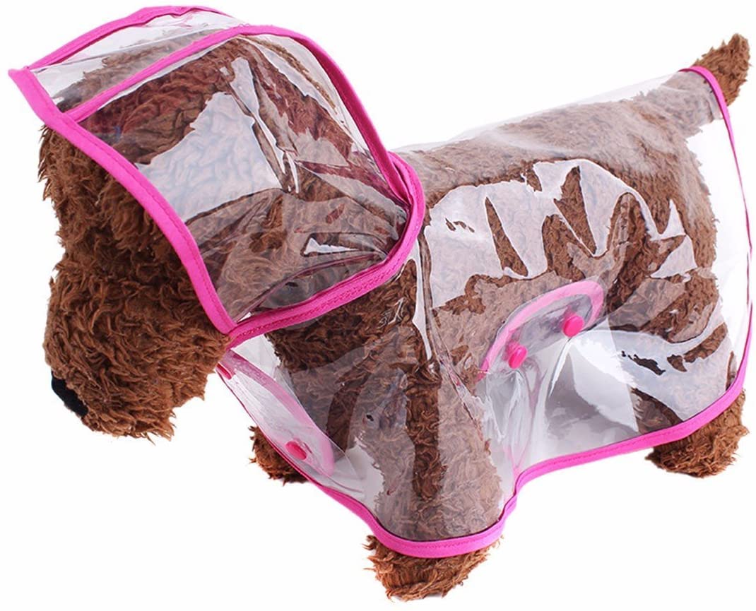  ZoonPark® Impermeable para perro estilo poncho, para perros y cachorro, mascotas, ligero impermeable Teddy, transparente, de plástico, chubasquero para perro pequeño o mediano 