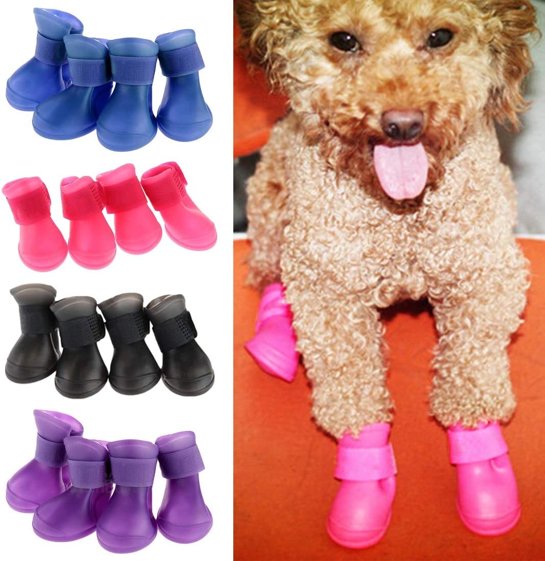  ZZYUBB Mascotas Perros Yorkie Zapatos Zapatos For La Lluvia Impermeables For Perro Mascota Perros Pequeños Razas del Gato del Perro Casero Calcetines De Goma De Silicona Botas S/M/L 