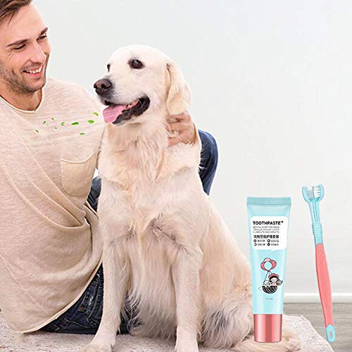 2 en 1 cepillo de dientes conjunto de pasta de dientes cuidado bucal conjunto de limpieza de dientes de perro kit de limpieza efectiva dientes de perro de limpieza para eliminar el mal aliento