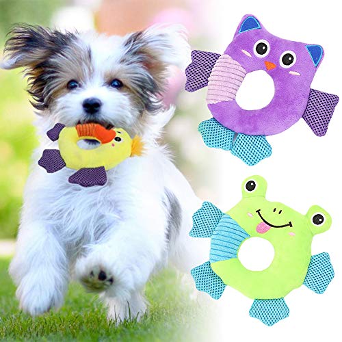 Accesorios para perro, lindo animal redondo rana búho pato sonido chirriante mascota perro masticar dientes juguete de limpieza – pato * Pato *