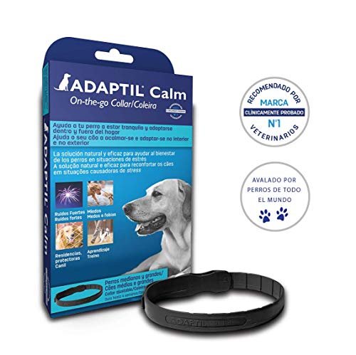 ADAPTIL Calm - Antiestrés para perros - Miedos, Ruidos Fuertes, Aprendizaje, Adopción - Collar M/L para Perros Medianos y Grandes