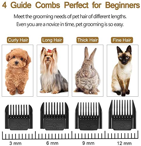 Adecuado preparación del perro recargable Trimmer Kit de máquina de afeitar el pelo de animales Animal de cortar el pelo cuchillas desmontables de la herramienta USB for el caballo del gato del perro