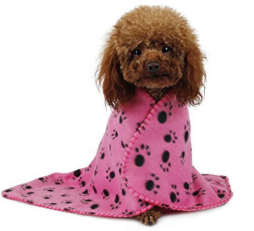 Ama-ZODE 1 x invierno mascota pequeño, mediano y grande diseño de huellas de gato perro de peluche manta camas