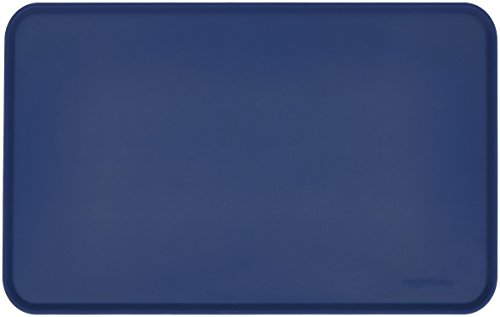 AmazonBasics - Alfombrilla para comedero de mascota, de silicona, impermeable, 47 x 29 cm, Azul