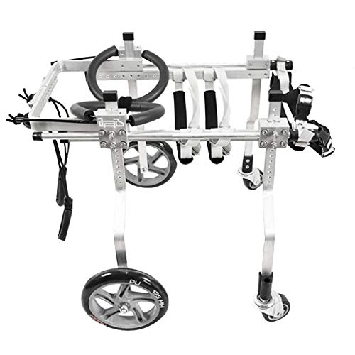 AMITD - Silla de ruedas ajustable para perros, 4 ruedas, patas traseras, para rehabilitación de mascotas, aleación de aluminio, adecuada para 2-6 kg de mascotas
