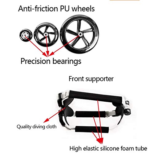 AMITD - Silla de ruedas para perro, 4 ruedas, bolsa ajustable, silla para perros, parálisis, patas traseras, patas traseras, rehabilitación, andador adecuado para 2 – 6 kg