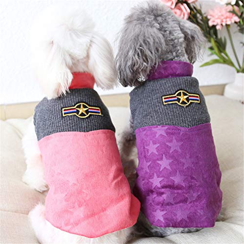 AMURAO Terciopelo de Invierno de Dos pies Abrigos para Mascotas cálidos con Estrellas Que Imprimen Ropa de algodón para Perros pequeños