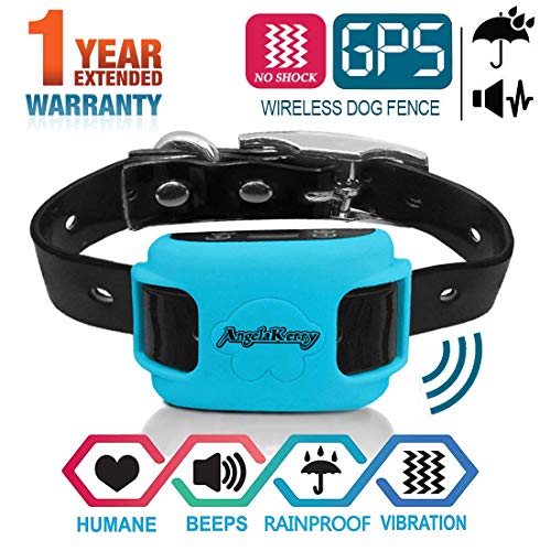 AngelaKerry Valla y Collares antifuga para Perros GPS/área Grande de la Cobertura para el Radio 800 Metros/Azul