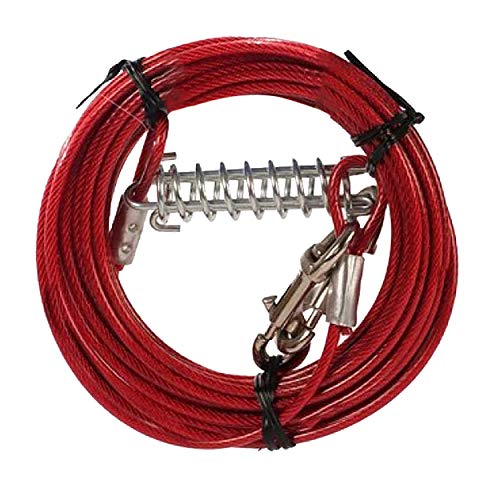 Animal Instincts - Correa de cable con muelle Tie Out para perros (9m) (Rojo)