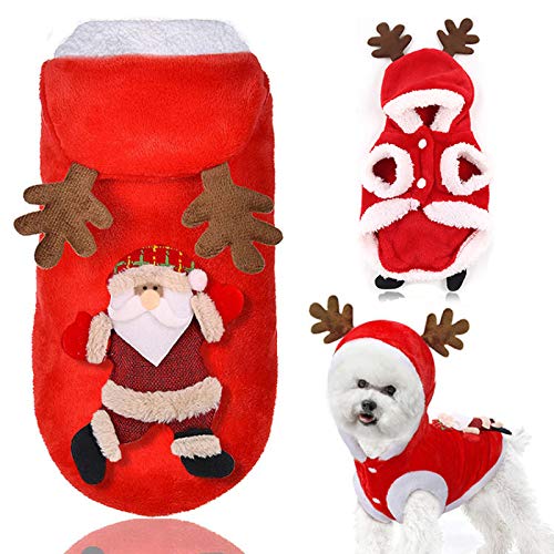 ANYIKE Abrigo de algodón para Perro, para Navidad, Invierno, cálido suéter de Papá Noel