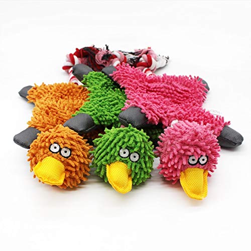 aolongwl Juguetes para Mascotas 3pcs / Pet Dog Squeaky Toy Durable Cute Mop Duck Making Sound Plush Dog Puppy Chew Toys Training Dentición Toy