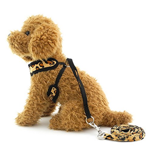 Arnés de malla acolchada para perro, con diseño de leopardo para cachorros