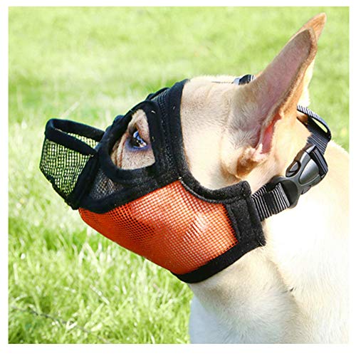 ASDFGHJKL Máscara De Hocico Corto para Mascotas Perros Bozales Ajustable Malla Transpirable Francés Bulldog Amasado Boca Bozal