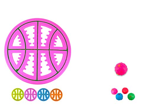 AVANZONA Juguete Frisbee Disco Volador de Caucho Hueco de Forma Baloncesto de 23 cm para Mastricar Jugar Entrenamiento con un Regalo de la Pelota látex de 6 cm Sonida. Colores Aleatorios.