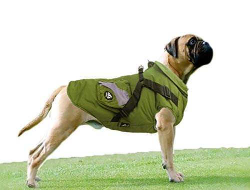 Babydog Ropa para Perros Mascotas, Abrigos Chaquetas de Invierno Suave,Chaleco arnés de Perro Traje de Suéter con Bolsillos (L, Verde)