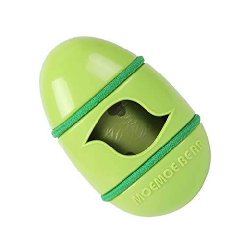 Balacoo Portable Poop Bag Holder Egg Shape Pet Trash Box Poop Bag Box with 1 Roll Trash Bag Green