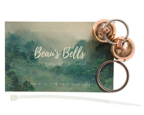 Beau's Bells 2 campanas de perro extra fuertes para gato y gato, ahorra pájaros y vida silvestre de lujo, cobre niquelado