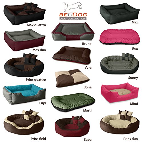 BedDog® 4en1 Saba Cereza/Gris XXL Aprox. 110x80cm colchón para Perro, 7 Colores, Cama, sofá, Cesta para Perro